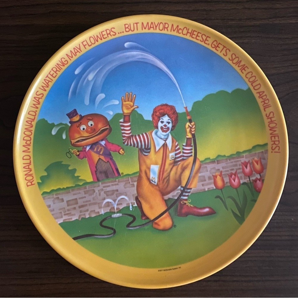 Vintage Ronald McDonald Watering May Flowers Plate McDonald’s 1977